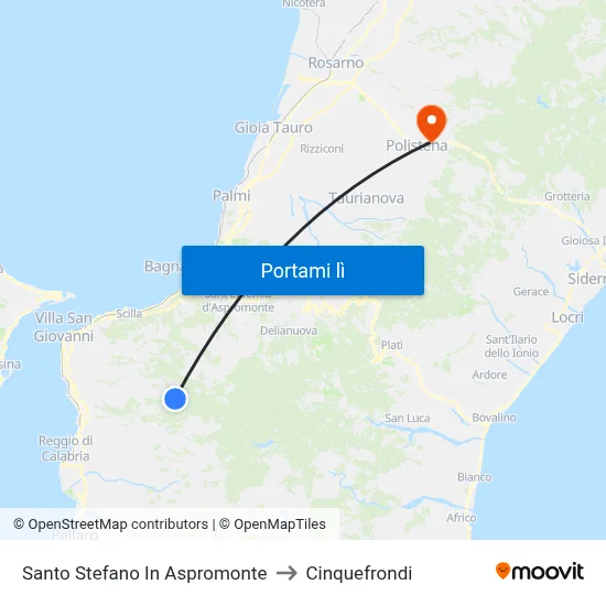 Santo Stefano In Aspromonte to Cinquefrondi map