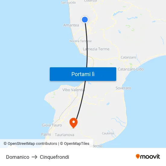 Domanico to Cinquefrondi map