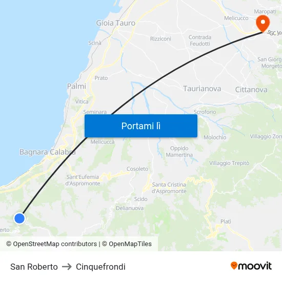 San Roberto to Cinquefrondi map