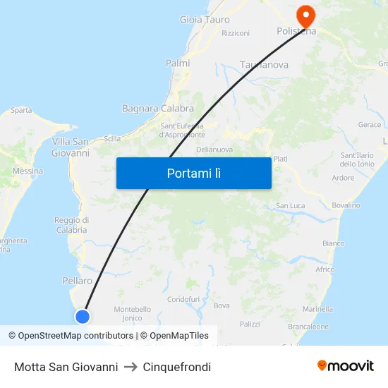 Motta San Giovanni to Cinquefrondi map