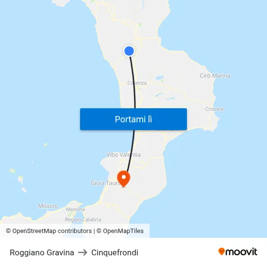 Roggiano Gravina to Cinquefrondi map