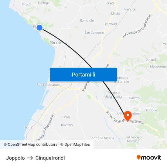Joppolo to Cinquefrondi map