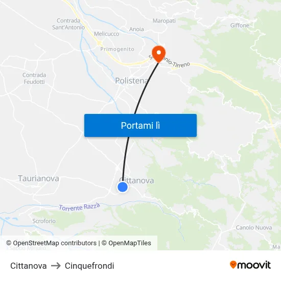 Cittanova to Cinquefrondi map