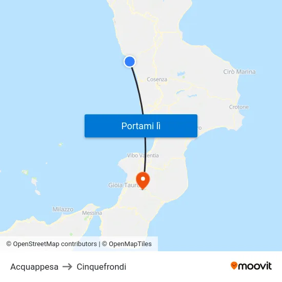 Acquappesa to Cinquefrondi map