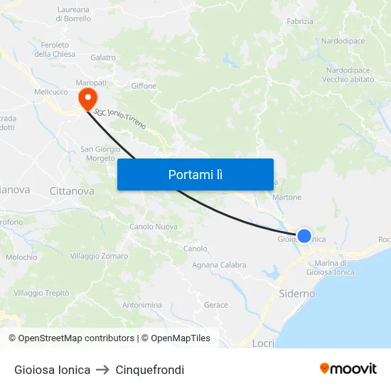 Gioiosa Ionica to Cinquefrondi map