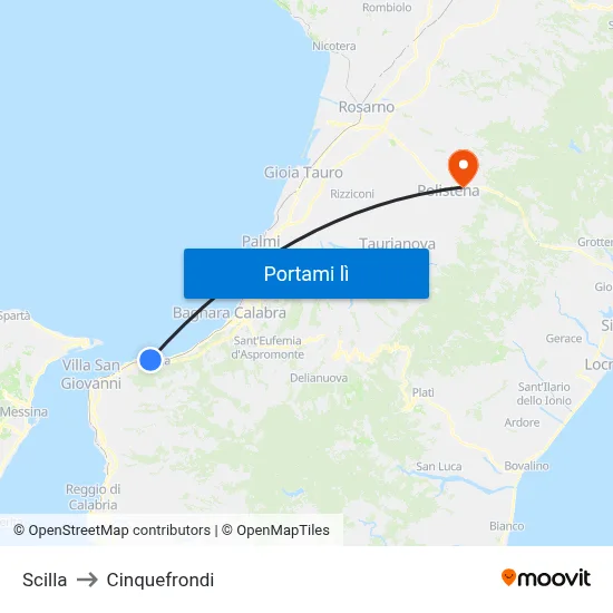 Scilla to Cinquefrondi map