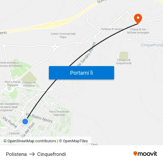 Polistena to Cinquefrondi map