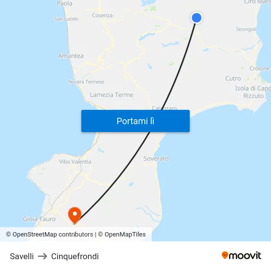 Savelli to Cinquefrondi map