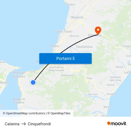 Calanna to Cinquefrondi map