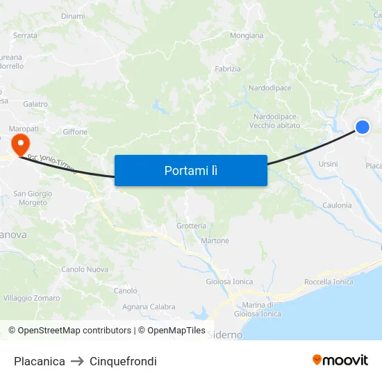 Placanica to Cinquefrondi map