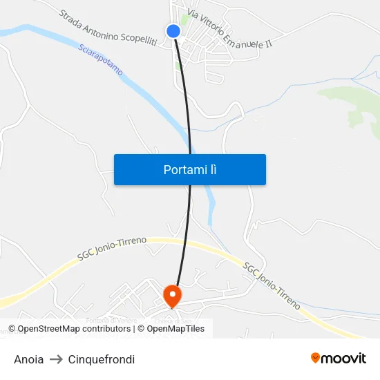 Anoia to Cinquefrondi map