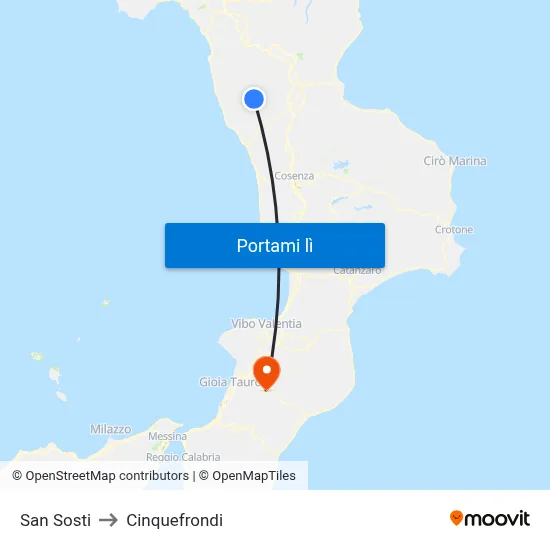 San Sosti to Cinquefrondi map