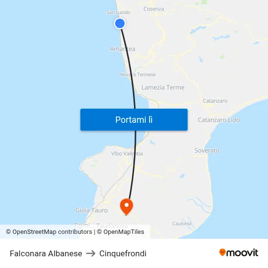 Falconara Albanese to Cinquefrondi map