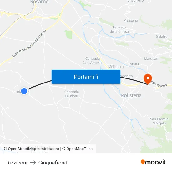Rizziconi to Cinquefrondi map