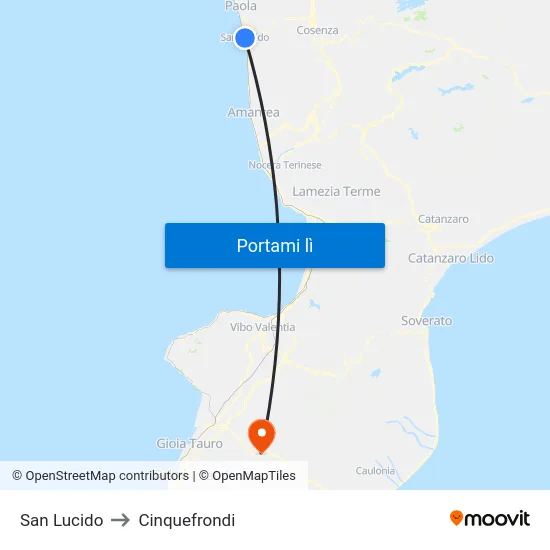 San Lucido to Cinquefrondi map
