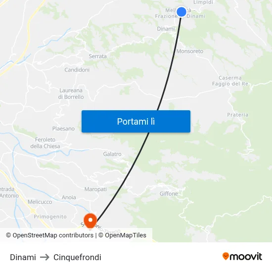 Dinami to Cinquefrondi map