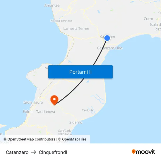 Catanzaro to Cinquefrondi map