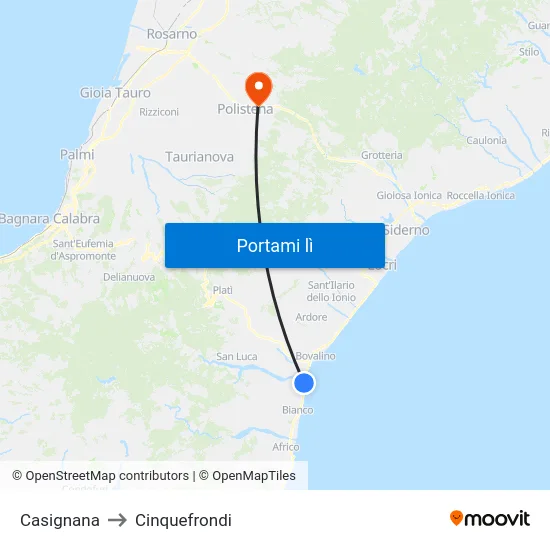 Casignana to Cinquefrondi map