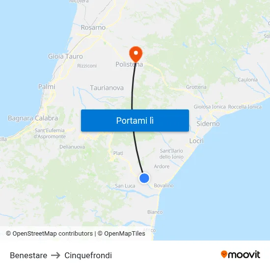 Benestare to Cinquefrondi map