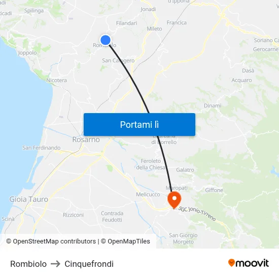 Rombiolo to Cinquefrondi map