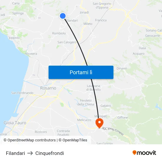 Filandari to Cinquefrondi map