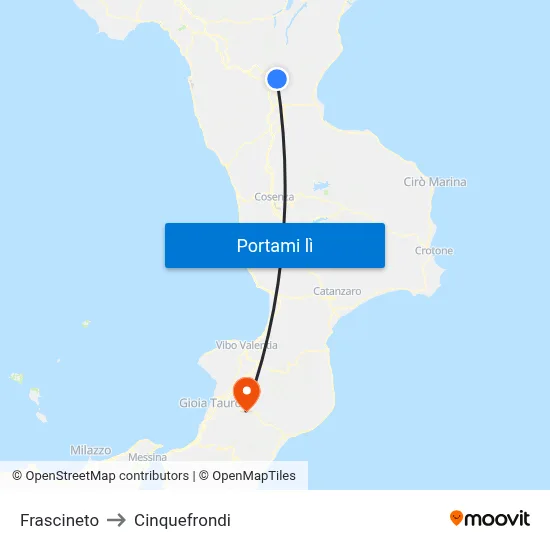 Frascineto to Cinquefrondi map