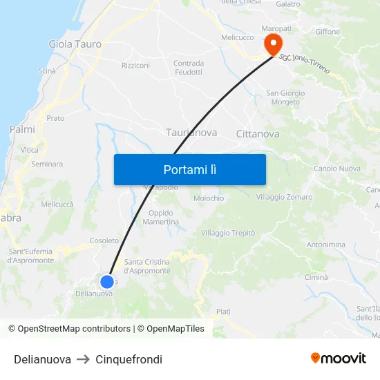 Delianuova to Cinquefrondi map