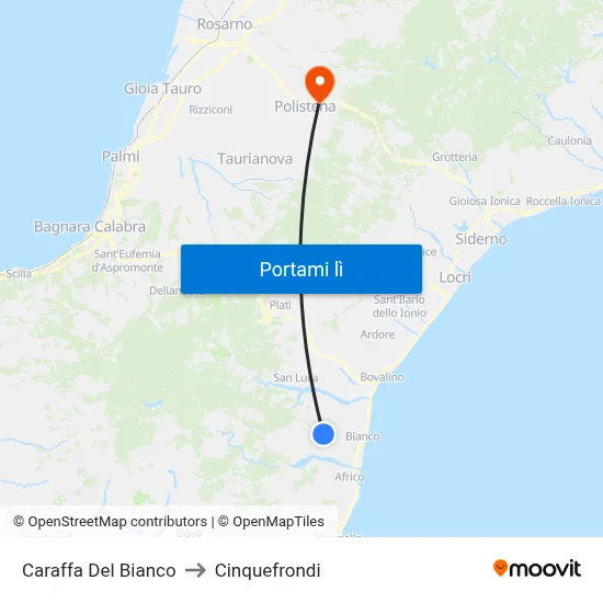 Caraffa Del Bianco to Cinquefrondi map