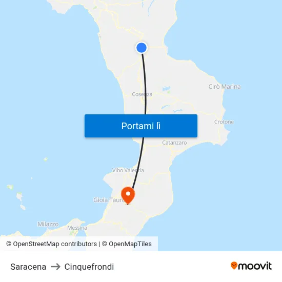 Saracena to Cinquefrondi map