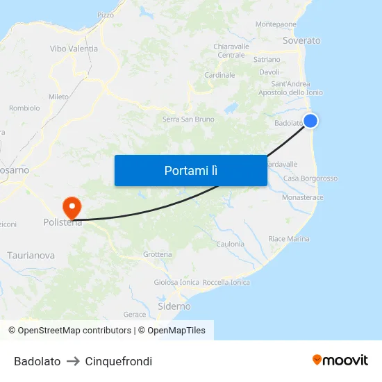 Badolato to Cinquefrondi map