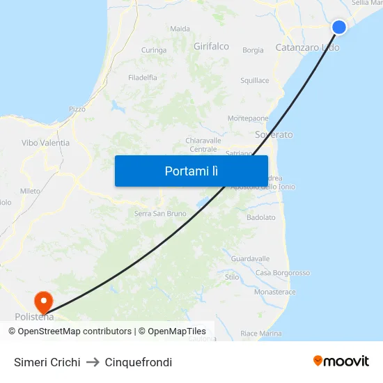 Simeri Crichi to Cinquefrondi map