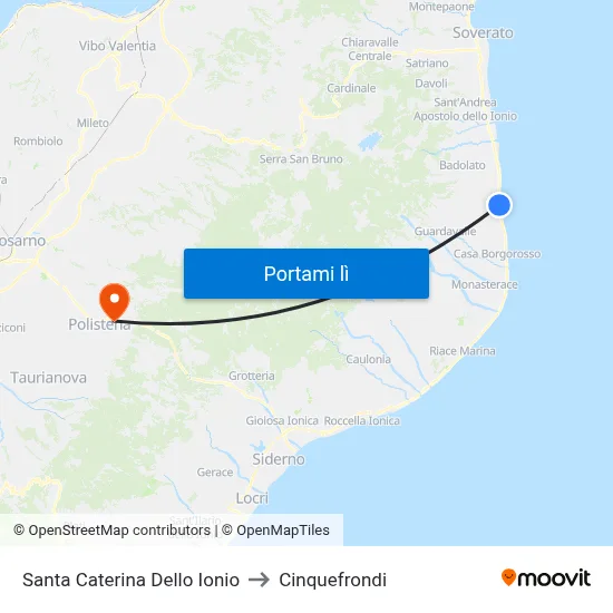 Santa Caterina Dello Ionio to Cinquefrondi map