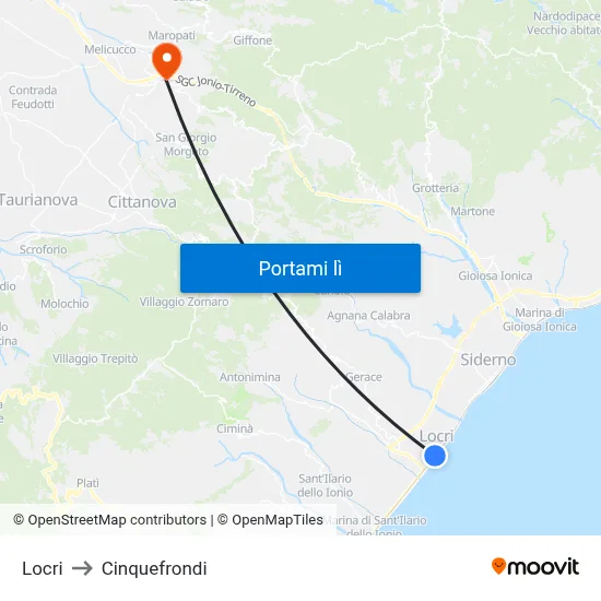 Locri to Cinquefrondi map