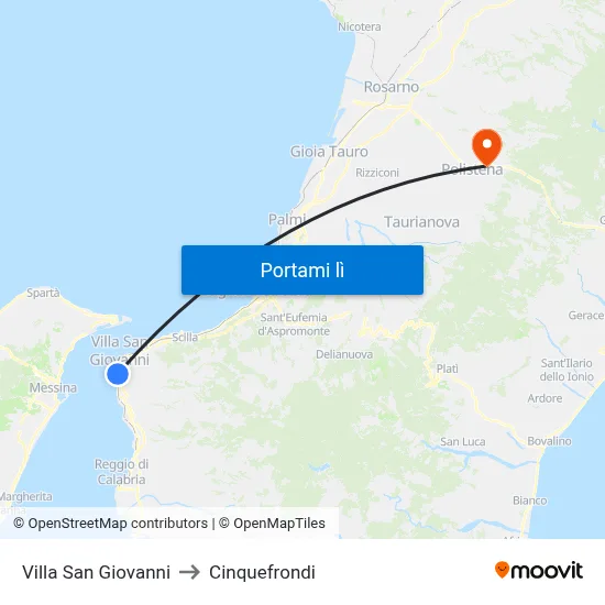 Villa San Giovanni to Cinquefrondi map