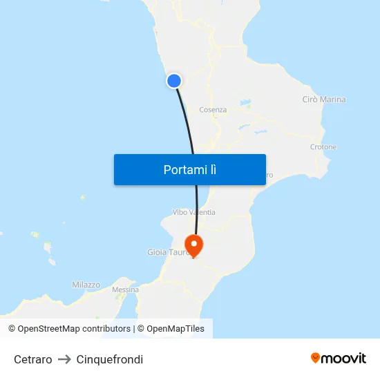 Cetraro to Cinquefrondi map