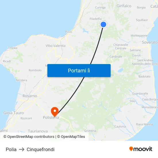Polia to Cinquefrondi map
