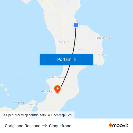Corigliano-Rossano to Cinquefrondi map
