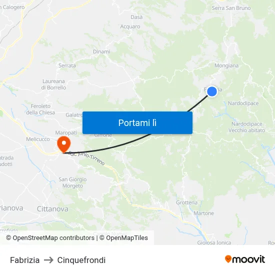 Fabrizia to Cinquefrondi map