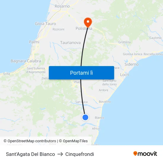 Sant'Agata Del Bianco to Cinquefrondi map