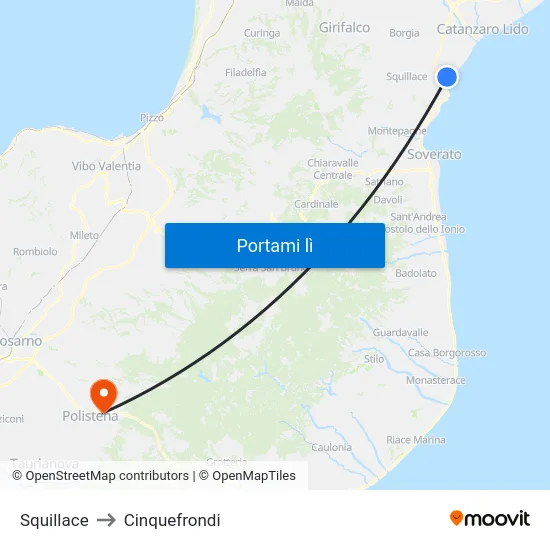 Squillace to Cinquefrondi map