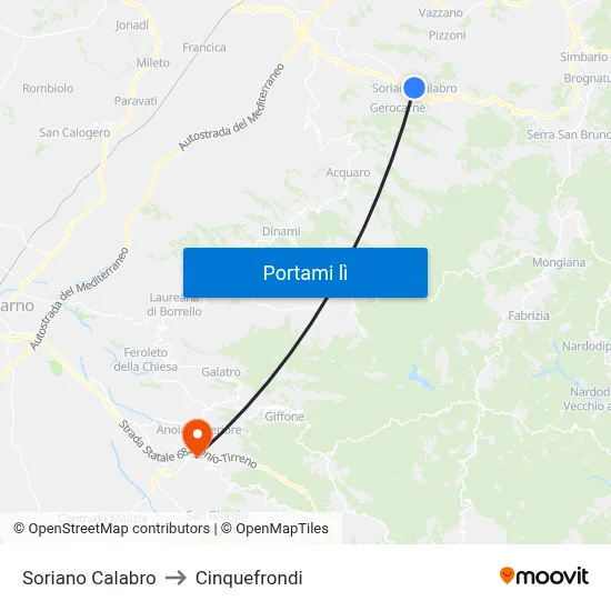 Soriano Calabro to Cinquefrondi map