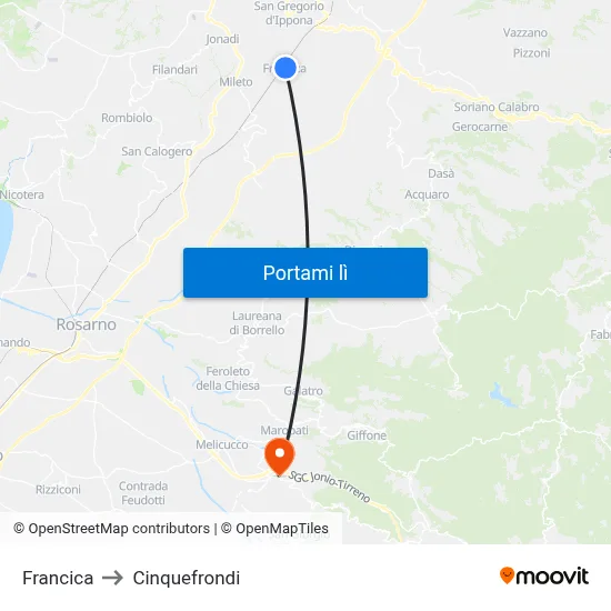 Francica to Cinquefrondi map