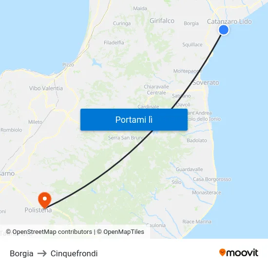 Borgia to Cinquefrondi map