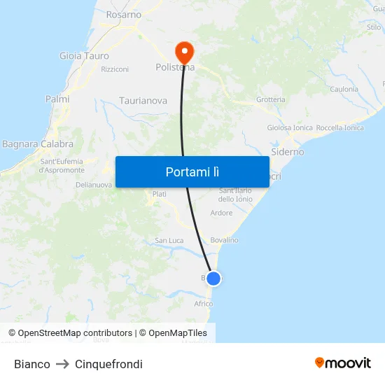 Bianco to Cinquefrondi map