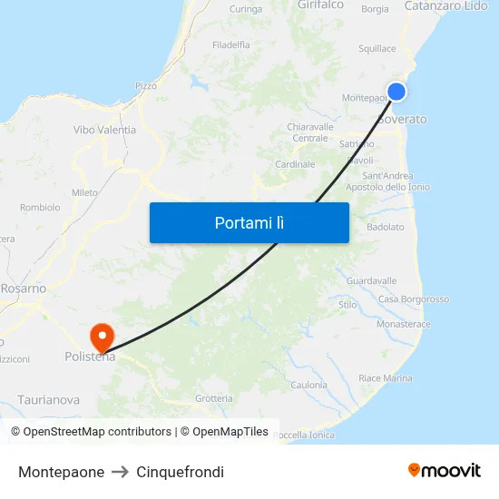 Montepaone to Cinquefrondi map