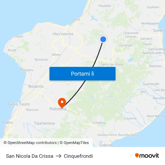 San Nicola Da Crissa to Cinquefrondi map