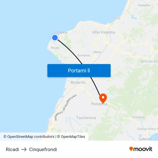 Ricadi to Cinquefrondi map