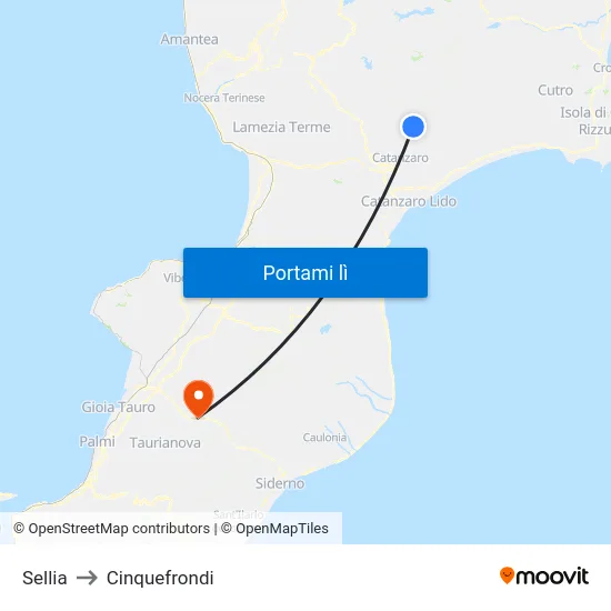 Sellia to Cinquefrondi map