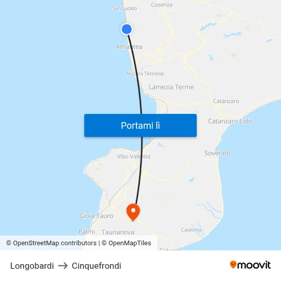 Longobardi to Cinquefrondi map