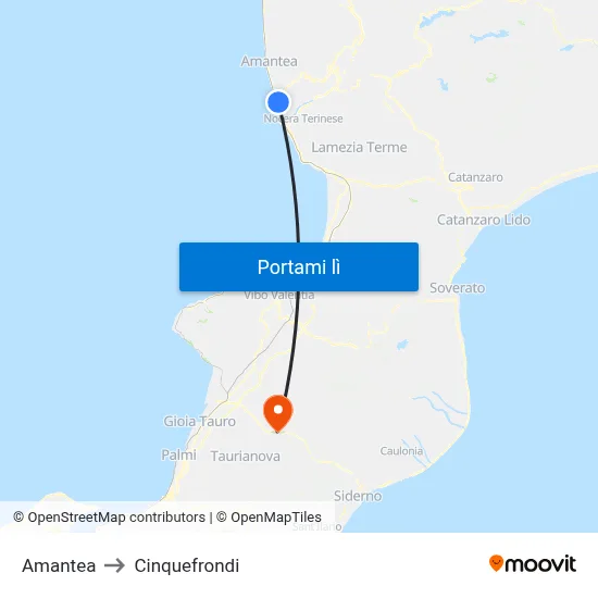 Amantea to Cinquefrondi map